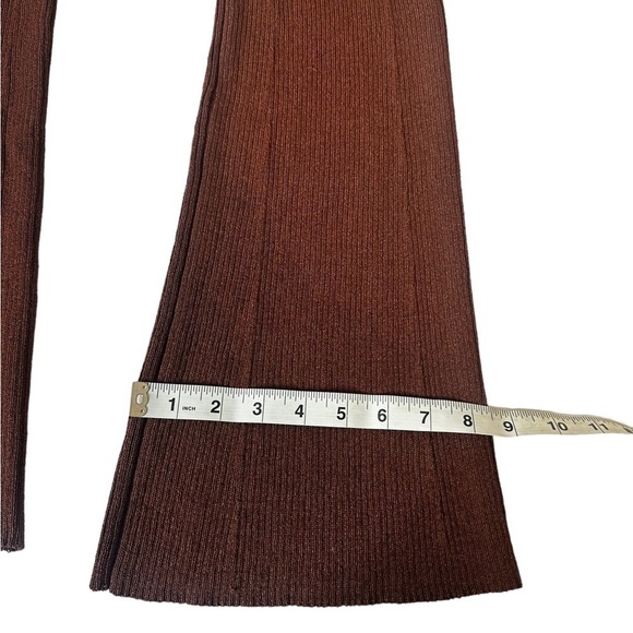 NEW Aeron Brown Egon Rib Pants High Rise Knit Ribbed Slight Flare - Picture 8 of 9